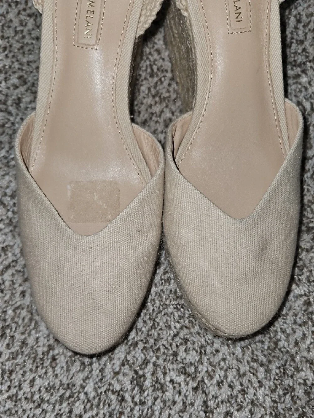 Neutral Beige Canvas Espadrille Wedges with Ankle Wrap — Antonio Melani